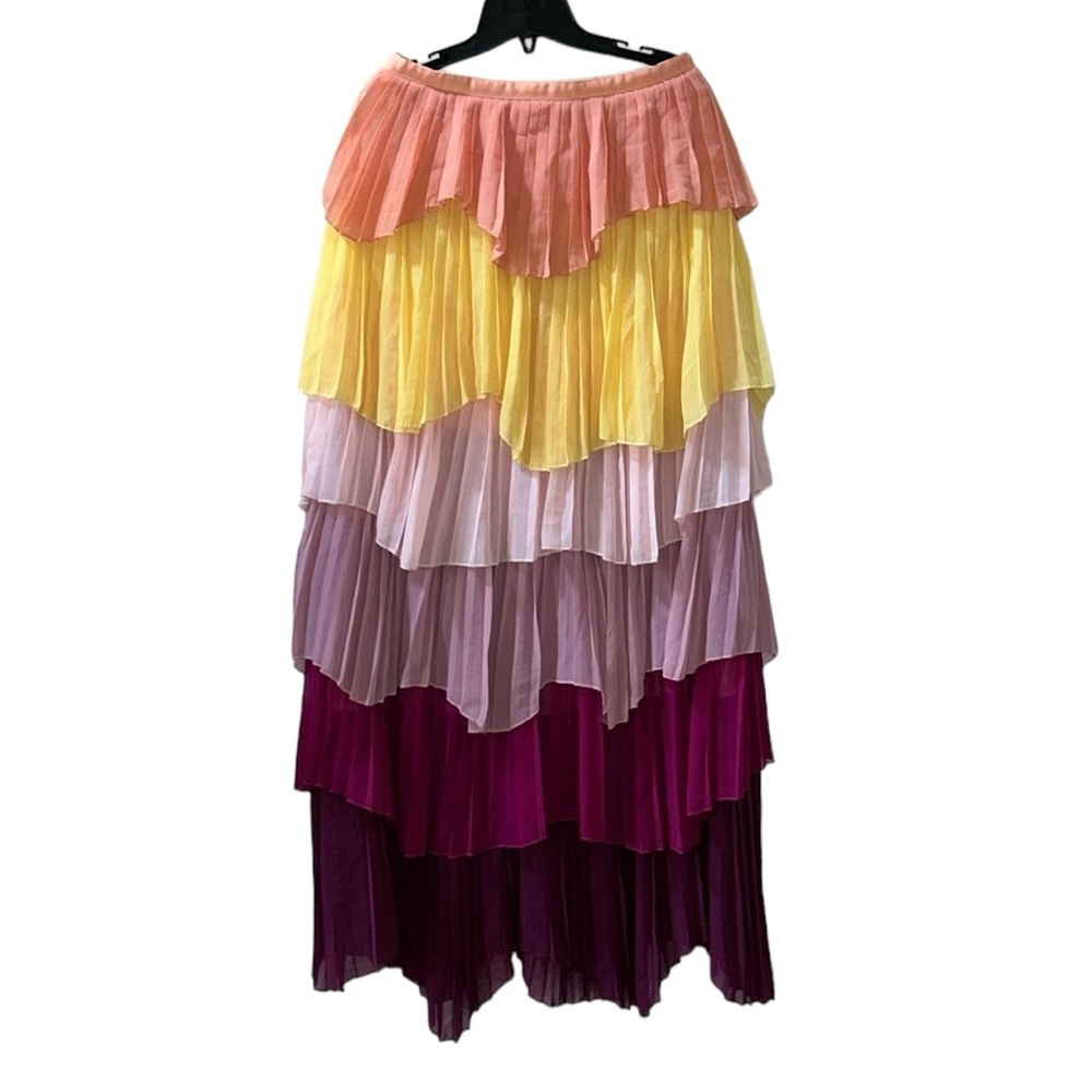 L’ATISTE Color block Maxi Ruffle Skirt(Size Medium)